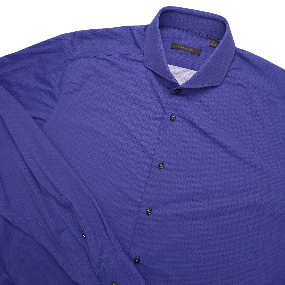 Greyson Shirt Mens Large Purple Geometric Long Sleeve Button Up Stretch